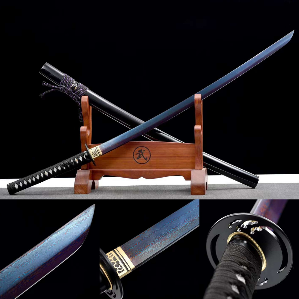 Reverse Blade Samurai Sword Handmade combat Ready Full Tang Pattern ...
