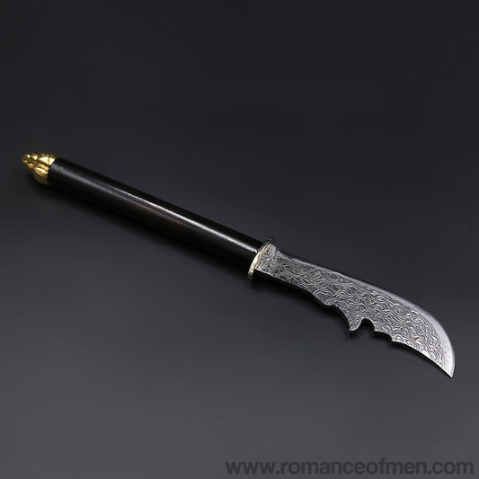 The crescent blade Damascus steel pocket kinfe-Romance of Men