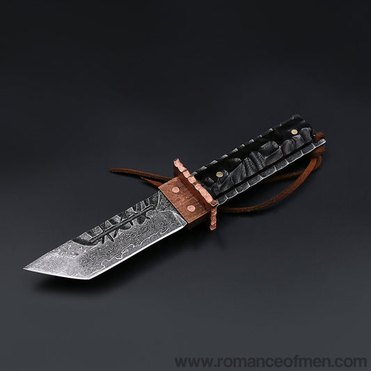 The Prajna Warrior Damascus steel pocket knife-Romance of Men