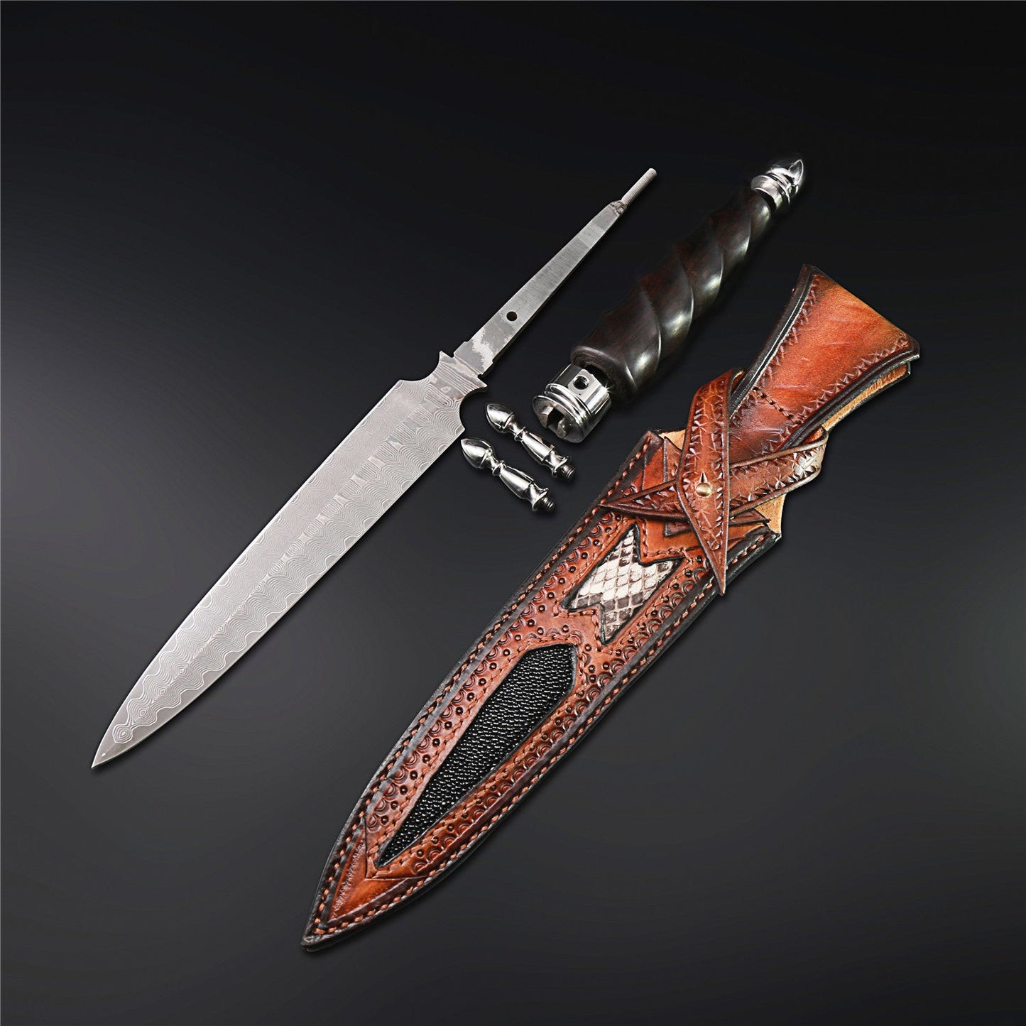 The Cross Damascus Steel Fixed Blade