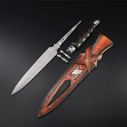 The Cross Damascus Steel Fixed Blade
