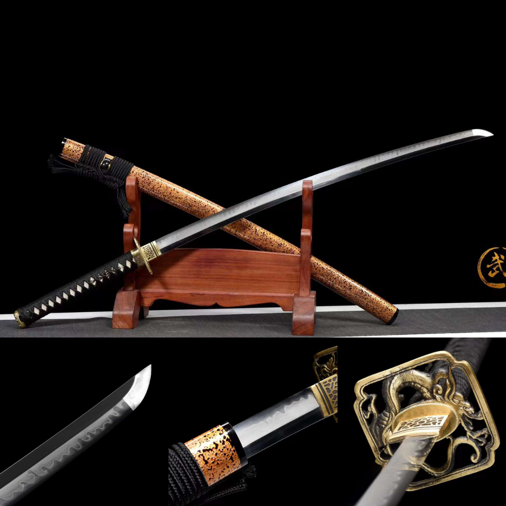 The Boryu Senshi Handmade Katana Clay Tempered T10 Steel