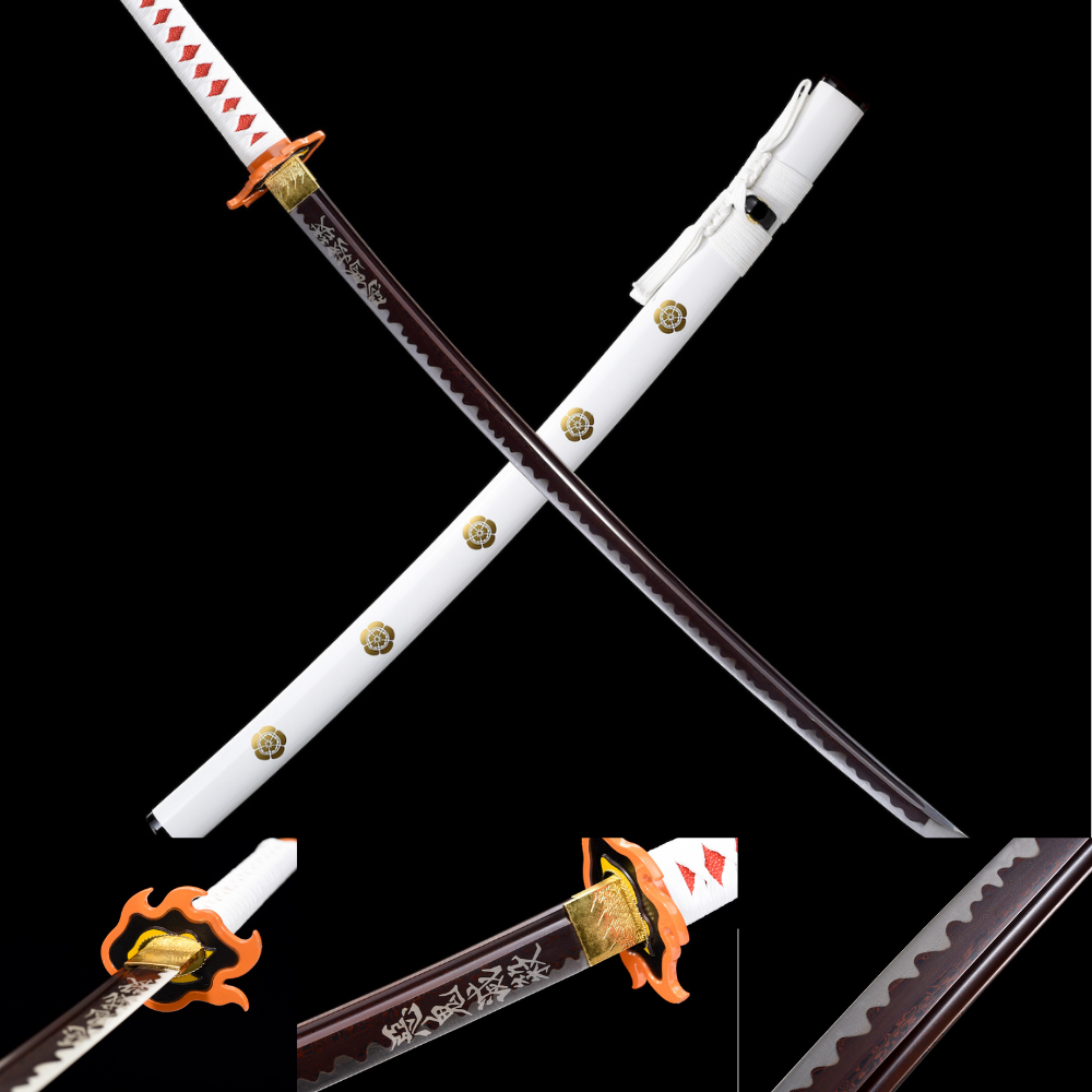 The Rengoku Kyojuro Handmade Katana Pattern Steel From Demon Slayer