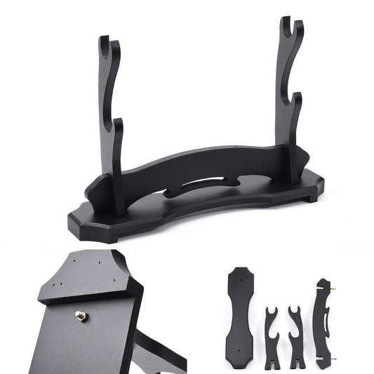 Black Basic Wood Stand 2 Tier Katana Stand