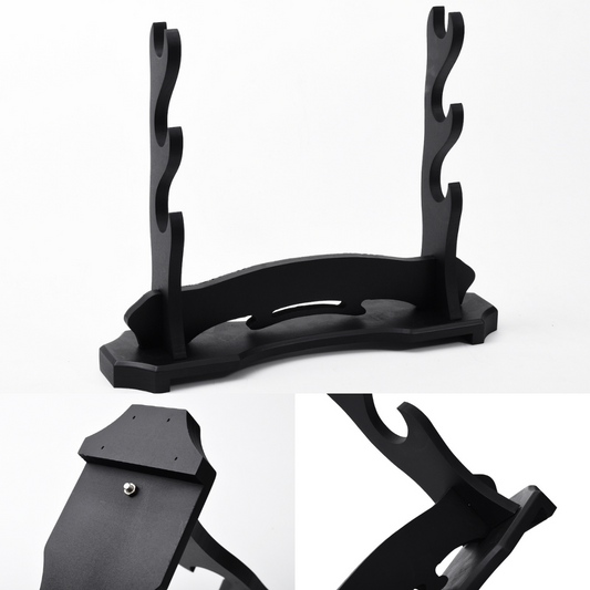 Black Basic Wood Stand 3 Tier Katana Stand