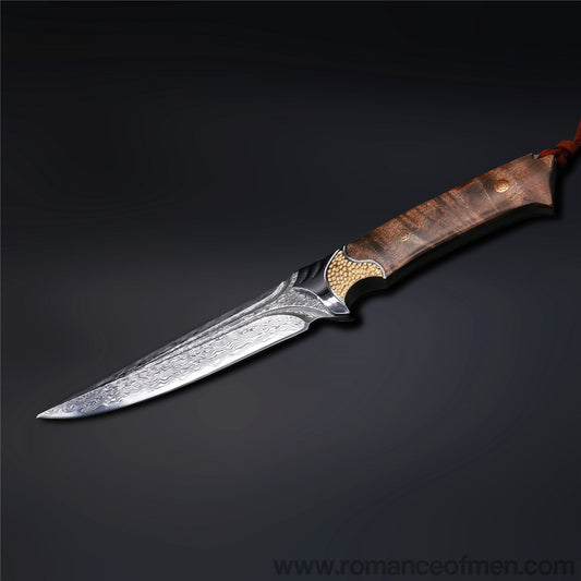 The fox damascus fixed blade knife 26CM-Romance of Men